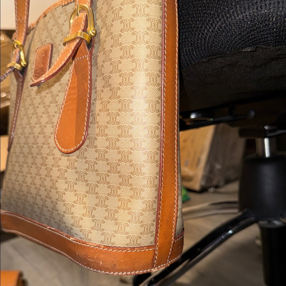 Celine Beige Monogram Canvas & Tan Leather Tote - Picture 4 of 16